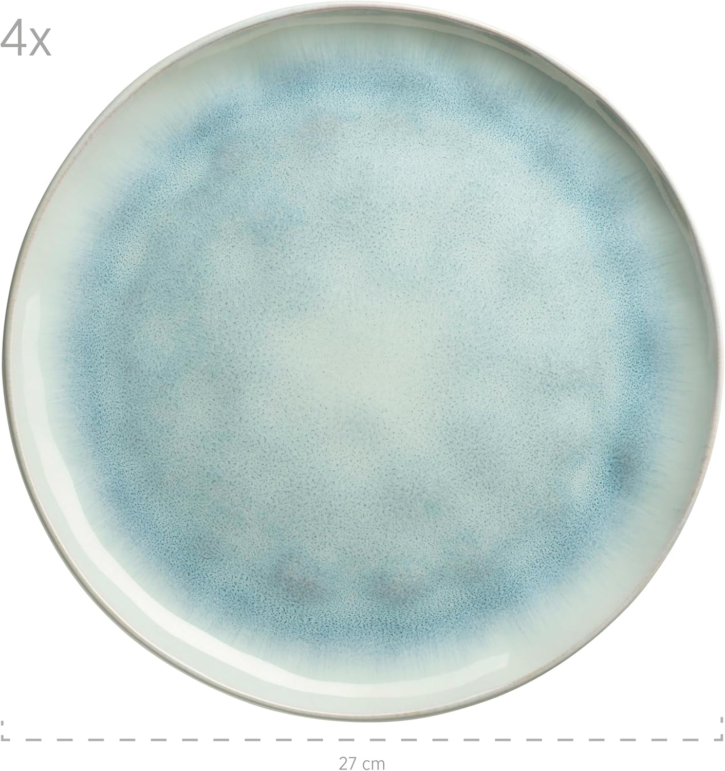 MÄSER Serie Frozen, servizio di stoviglie in ceramica per 4 persone, servizio combinato da 16 pezzi con forme organiche, servizio colorato, gres, verde turchese