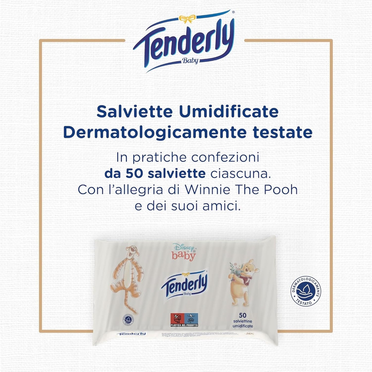 Salviette umidificate Baby Disney, 50 salviette morbide, ideali per la pulizia quotidiana del bambino, con personaggi Disney, made in Italy, dermatologicamente testate