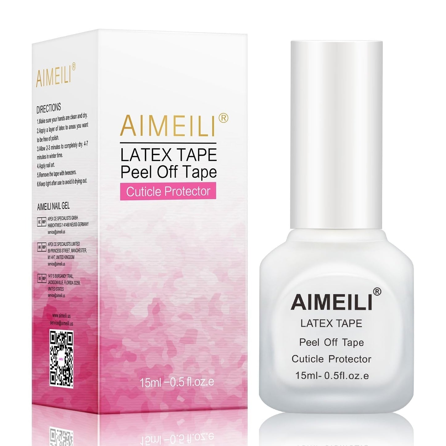 AIMEILI Nastro staccabile in lattice Nagelleck Korrektor Hautschutz Fingerschutz Für Nail Art Palisade Geruchlos Weiß 15Ml