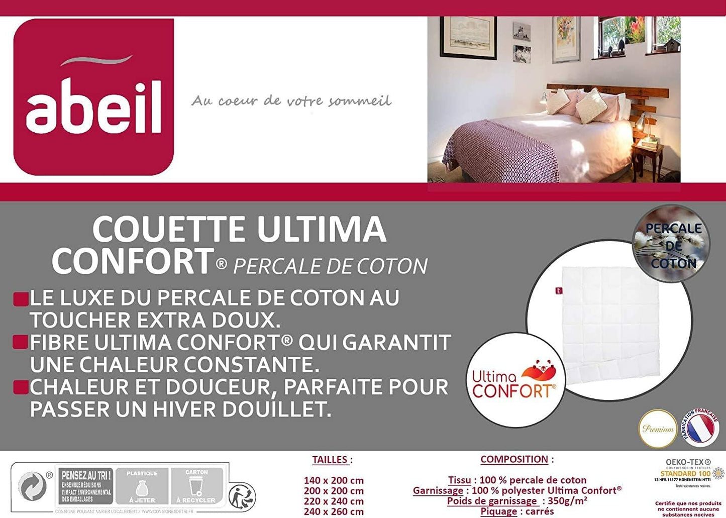 Trapunta Abeil Premium Ultima Comfort in cotone percalle, 200 X 200 Cm Trapunte e trapunte Naty Shop