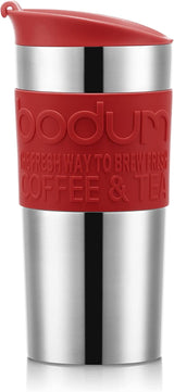 Tazza termica Bodum K11067-04 SET PRESSA DA VIAGGIO, doppia parete, acciaio inossidabile, coperchio aggiuntivo, 0,35 l, rosso