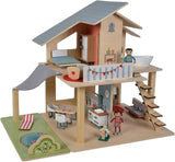 Eichhorn - Casa delle bambole con accessori - incl. mobili e 3 personaggi, non assemblati, in legno, 25 pezzi, 53x36x44 cm, da tre anni