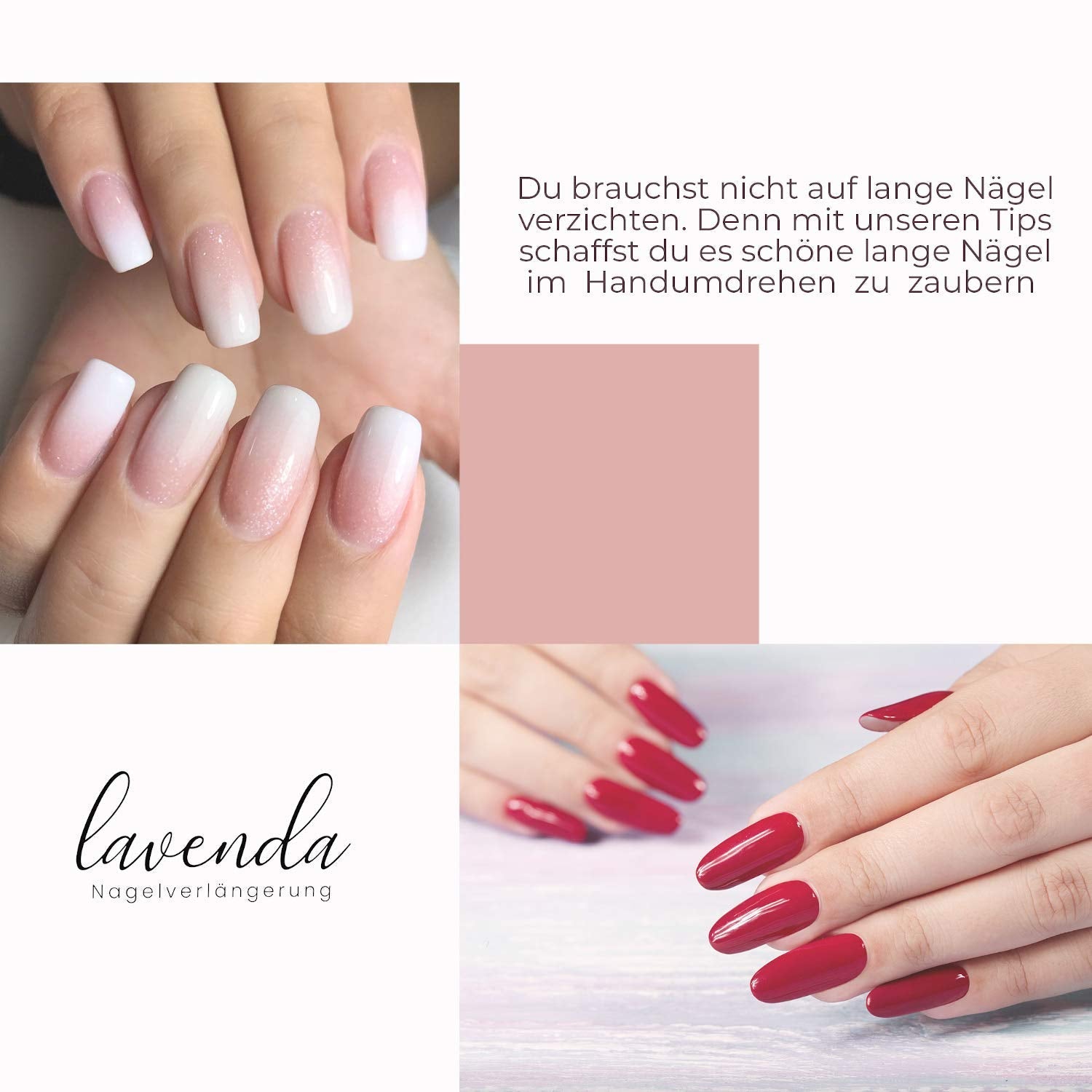 ® Unghie artificiali incollate 500 pezzi Unghie finte - Unghie gel stabili - Unghie di qualità da studio (colore naturale)
