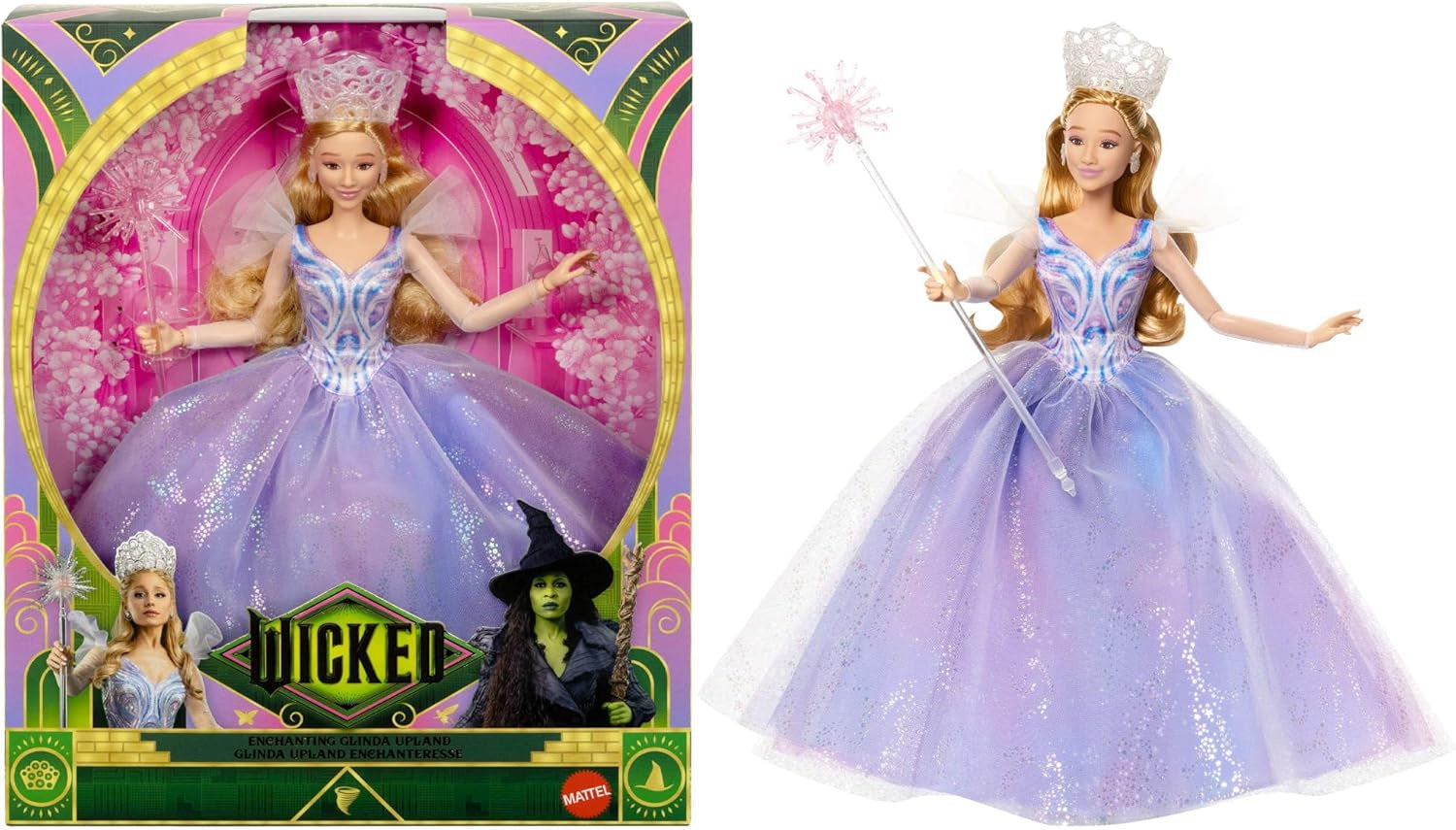 Mattel Wicked: Part 2 della Universal Pictures Glinda Deluxe Bambola con vestito staccabile e 3 accessori, Ispirata al film, JFM13, [Multicolore]
