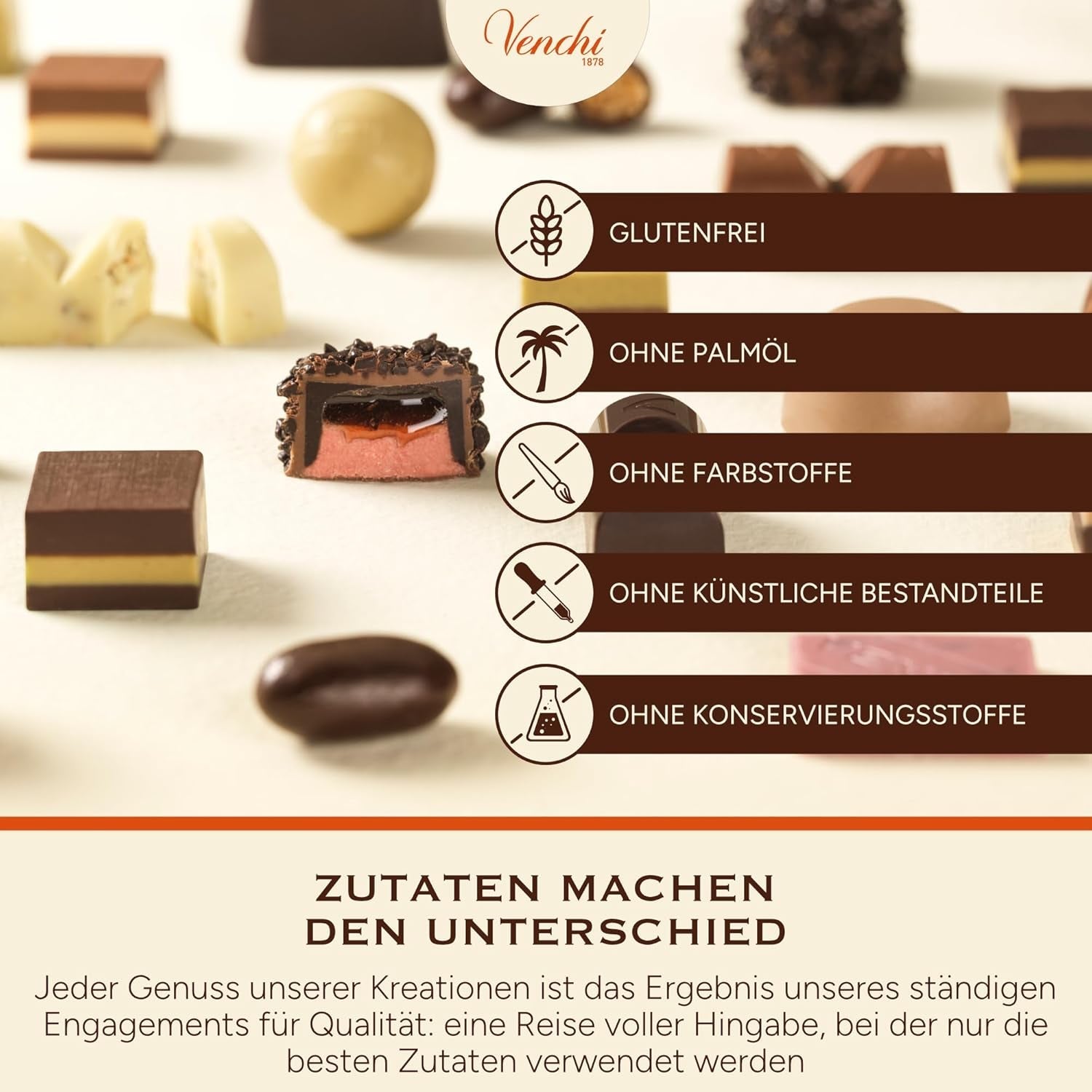 Venchi - Cremini 1878 - Cioccolato tre strati al gianduja con latte e pasta di mandorle, "Nocciola Piemonte IGP", 1 kg, senza glutine, senza coloranti e senza conservanti