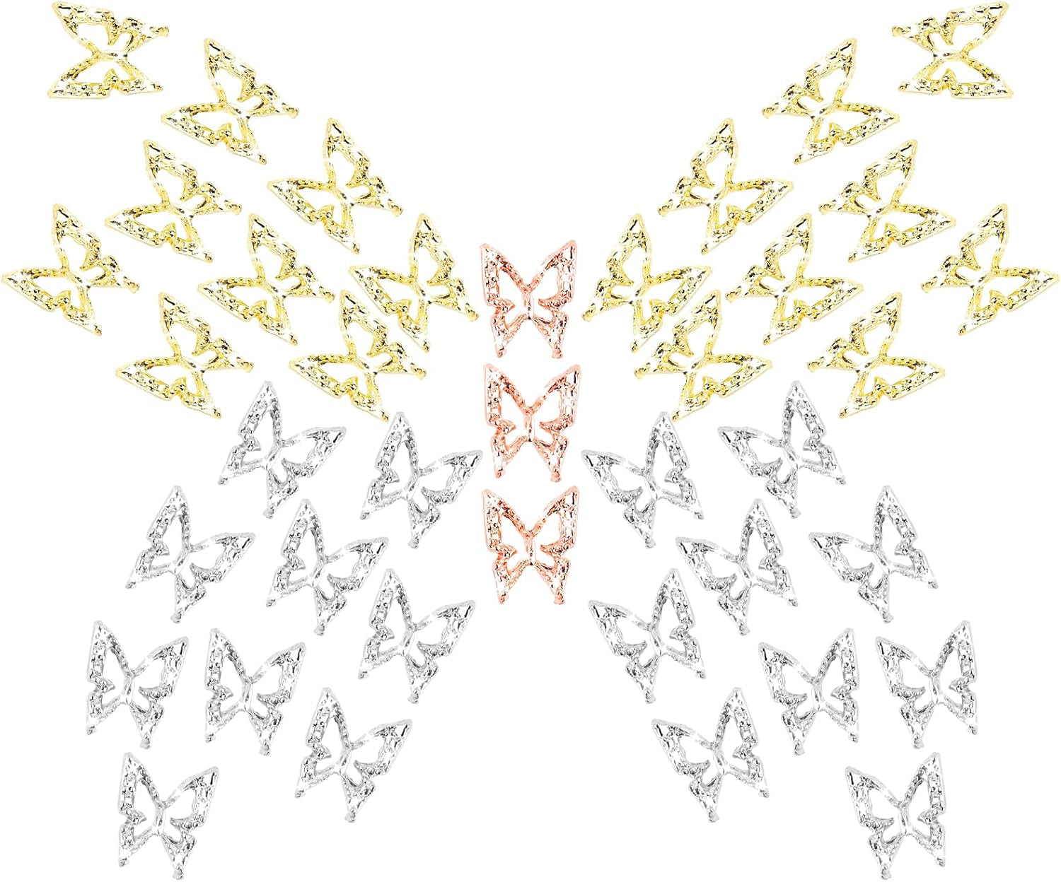 80 pz ciondoli per unghie farfalla 3D farfalla in lega oro argento glitter decorazioni per unghie accessori per gioielli per unghie manicure fai da te per le donne