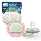Succhietti Philips AVENT ultra air - confezione da 4 succhietti traspiranti senza BPA per bambini 6-18 mesi, inclusa custodia per il trasporto e sterilizzazione, modello tartaruga/balena (modello SCF085/66)