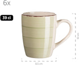 MÄSER 931490 Bel Tempo II Servizio da colazione per 6 persone in look vintage, ceramica dipinta a mano, set di stoviglie da 18 pezzi, verde, gres