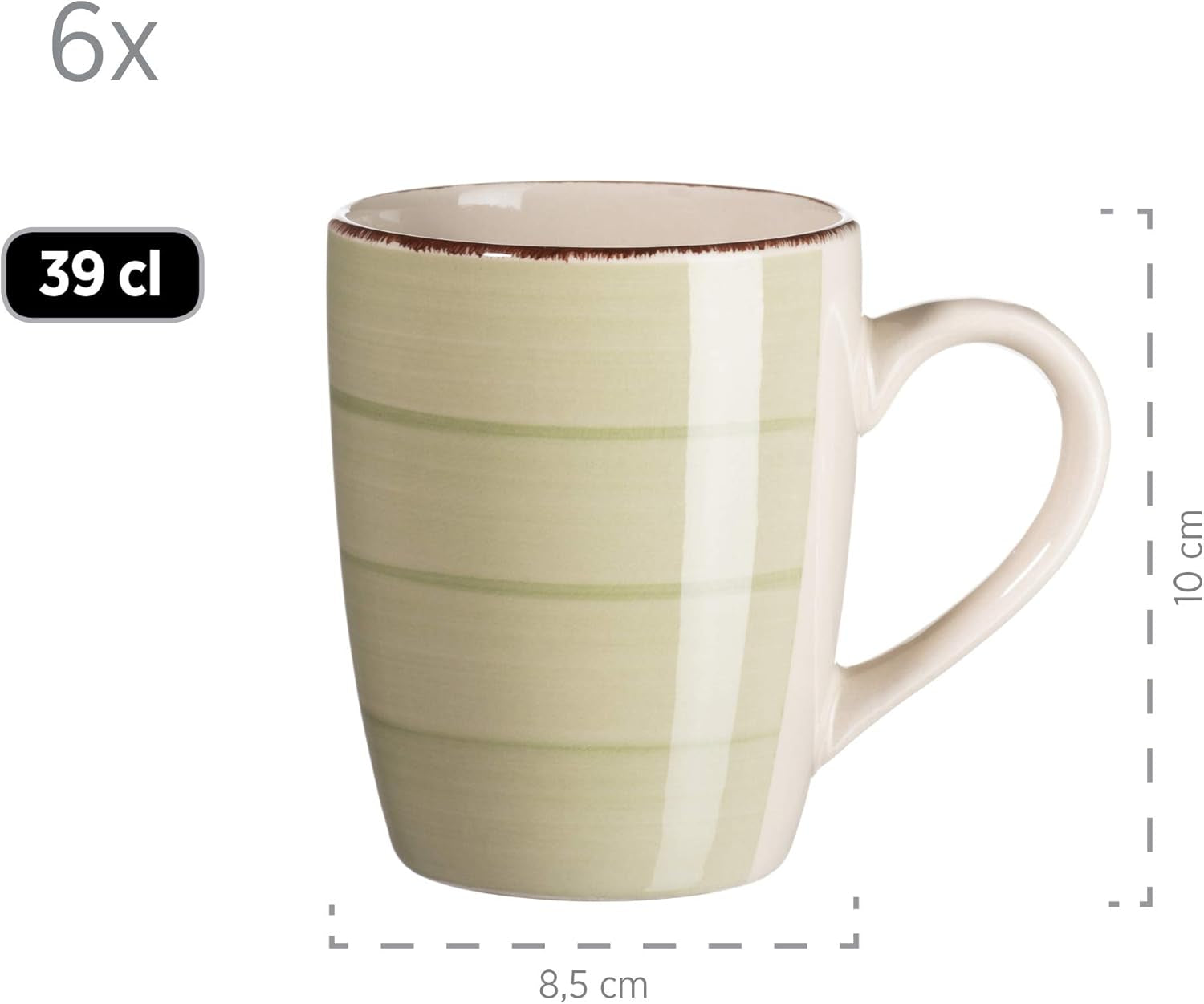MÄSER 931490 Bel Tempo II Servizio da colazione per 6 persone in look vintage, ceramica dipinta a mano, set di stoviglie da 18 pezzi, verde, gres