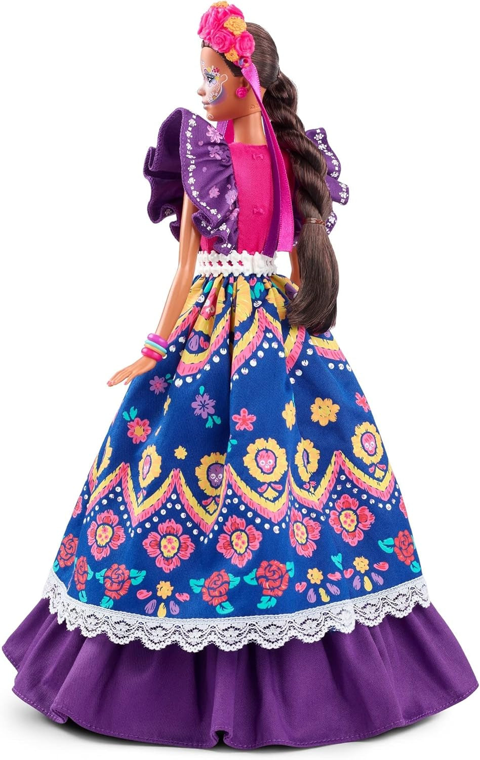Bambola Barbie Día De Muertos 2022 con abito tradizionale arricciato, ghirlanda di fiori e pittura per il viso Calavera, regalo per collezionisti
