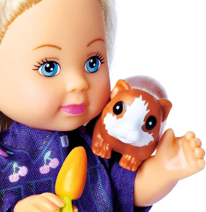 Simba Evi Love Guinea Pigs Bambola da gioco con due porcellini d'India e casa, bottiglia d'acqua e carote, 12 cm, dai 3 anni in su