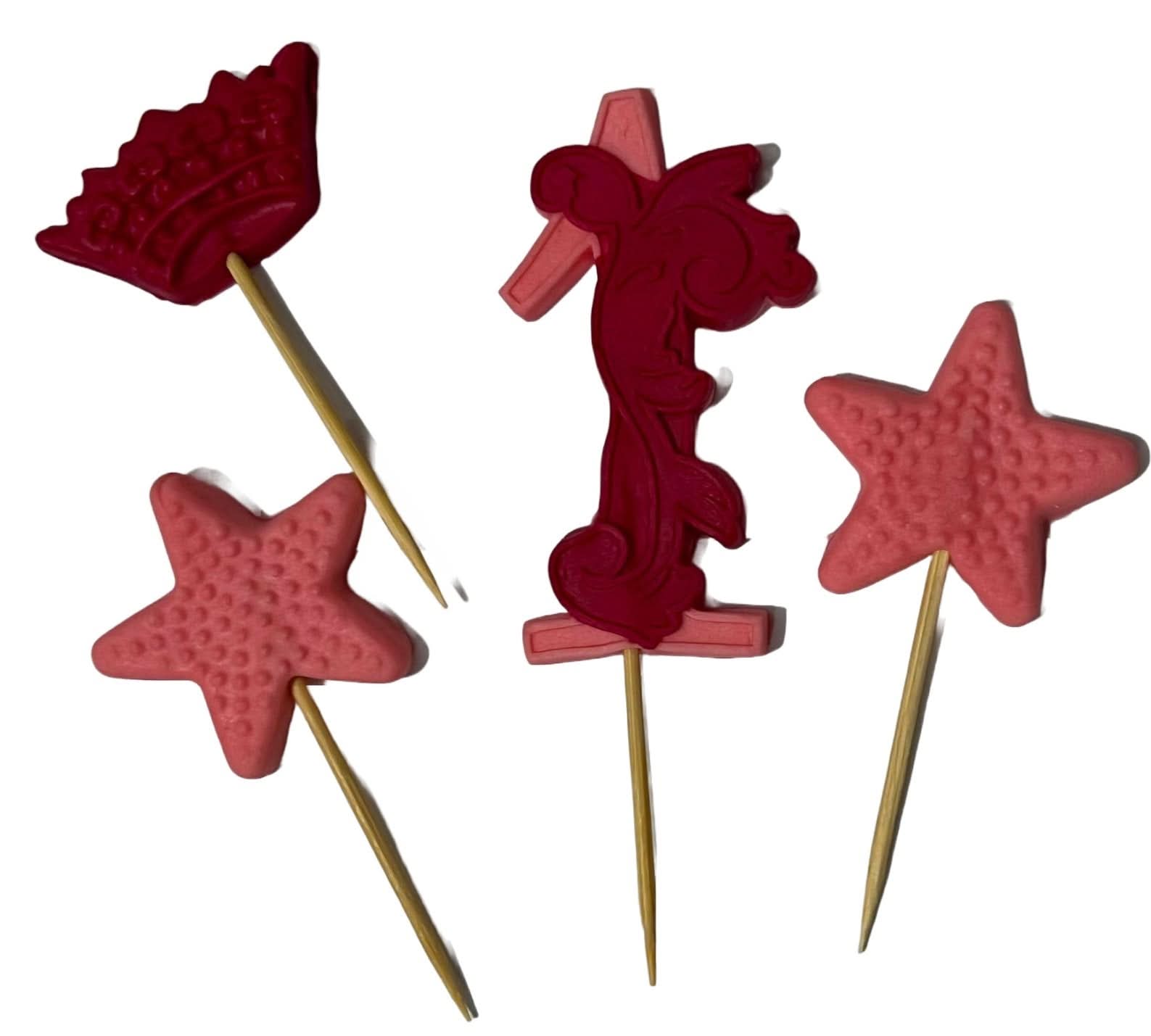 Decorazione in zucchero commestibile, Numero 1, rosa/fucsia Decorazioni di Sugar Paste Nati Shop