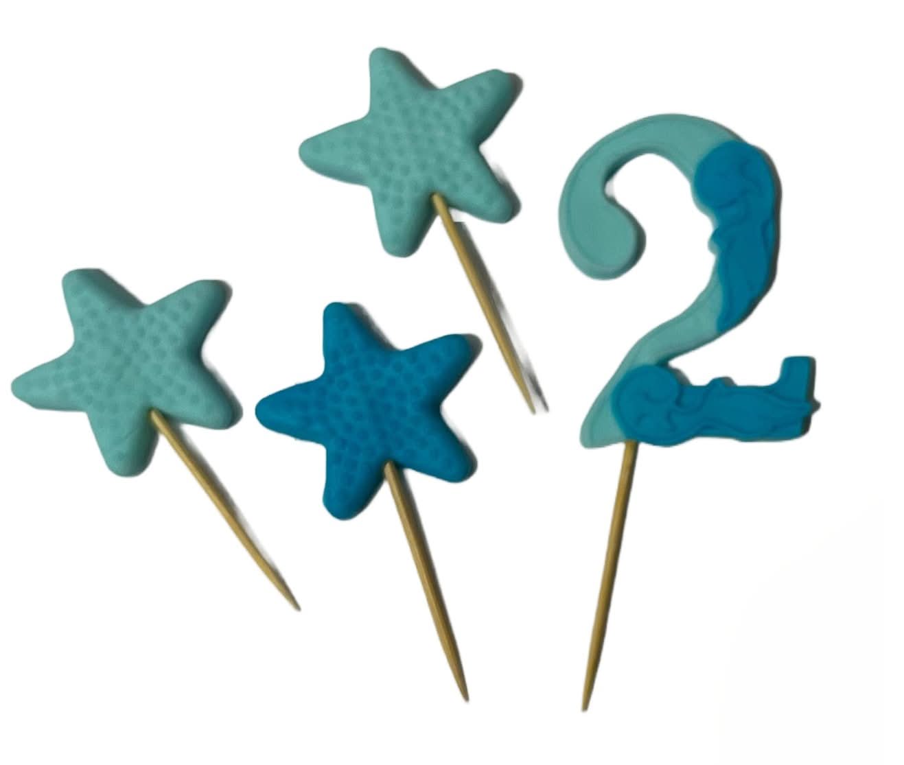 Decorazione in zucchero commestibile, Numero 2, Blu/Blu Decorazioni di Sugar Paste Nati Shop