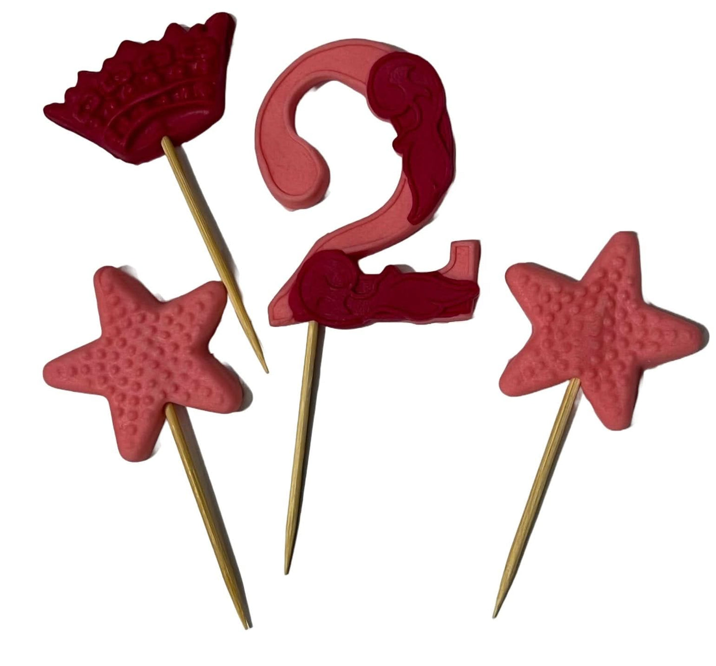 Decorazione in zucchero commestibile, Numero 2, rosa/fucsia Decorazioni di Sugar Paste Nati Shop