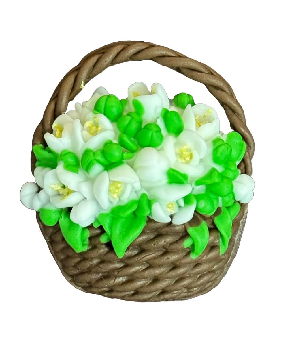Decorazione in zucchero commestibile, cestino con coni Decorazioni in Pasta di Zucchero Nati Shop