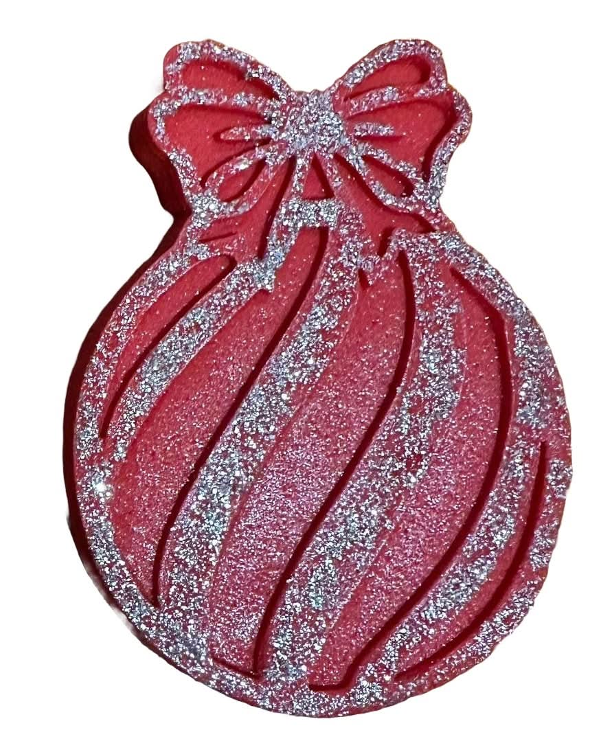 Decorazione in zucchero commestibile, globo per albero di Natale, Nati Shop rosso