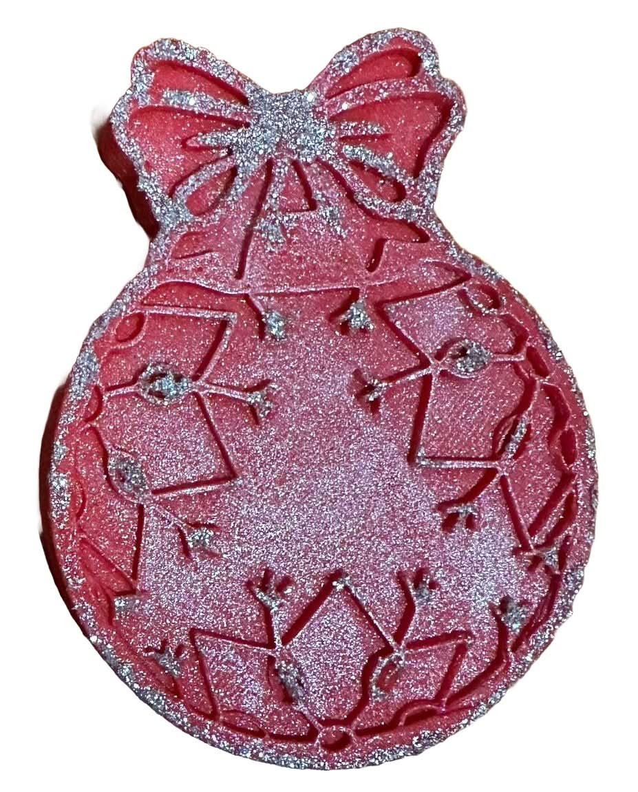 Decorazione in zucchero commestibile, globo per albero di Natale, Nati Shop rosso