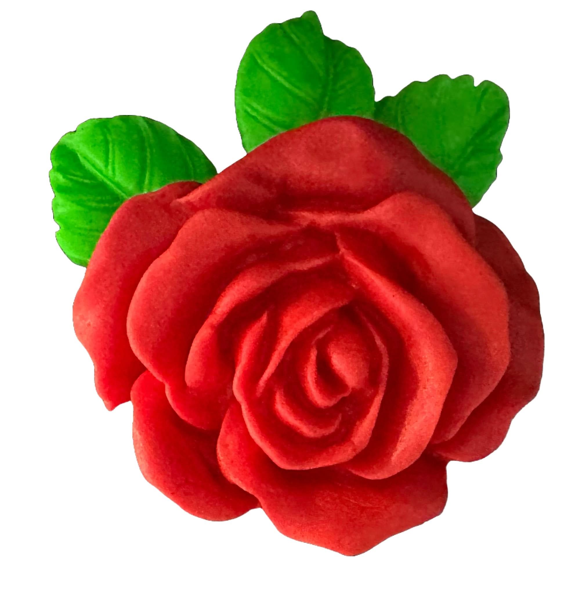 Decorazione in zucchero commestibile, Decorazioni Rosa Rossa in Pasta di Zucchero Nati Shop