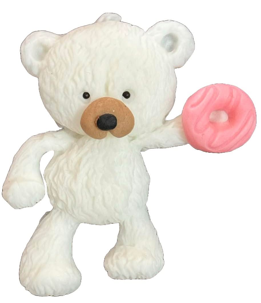 Decorazione in zucchero commestibile, Orsetto con ciambella Decorazioni in Pasta di Zucchero Nati Shop