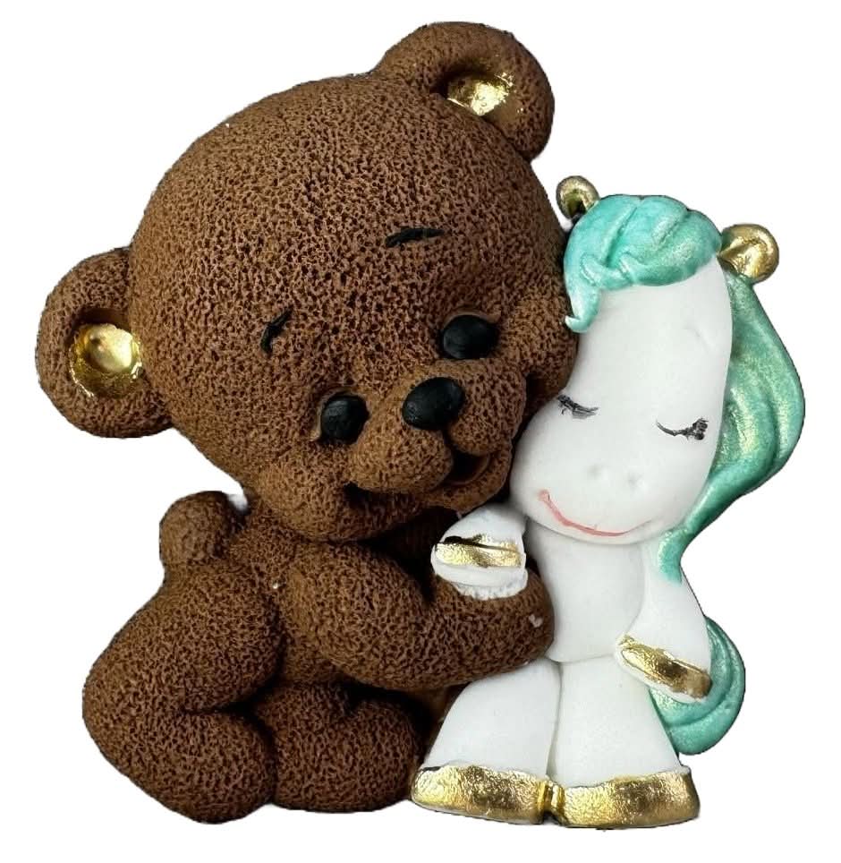 Decorazione in zucchero commestibile, Orsetto con unicorno Decorazioni di Sugar Paste Nati Shop