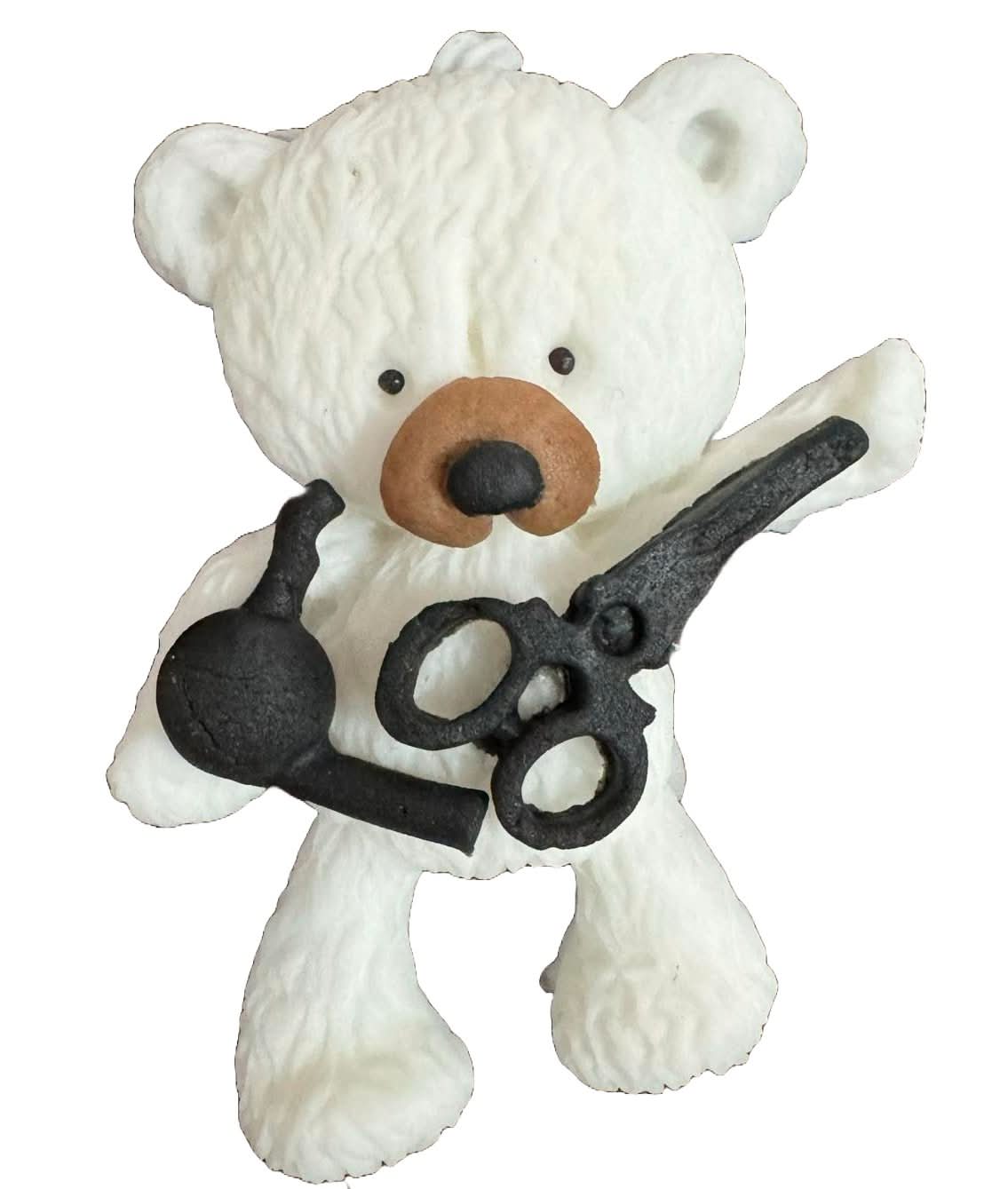 Decorazione in zucchero commestibile, Decorazioni in Pasta di Zucchero Barber Bear Nati Shop