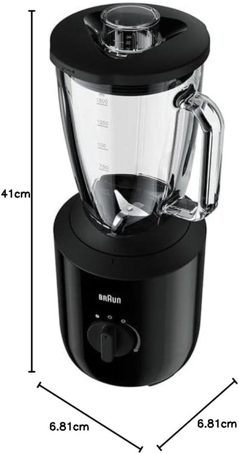Braun Powerblend 3 JB 3150 BK Robot da cucina - 1,5 L Glass-Mixaufsatz, Küchenhelfer Zum Zerkleinern, Pürieren & Mixen, 800 Watt, Schwarz Kitchen Naty Shop