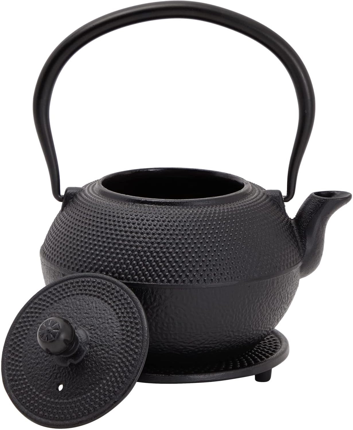 Juvale Set da tè giapponese con teiera in ghisa (1200 ml), piattino e 2 tazze, set da tè stile Tetsubin, nero