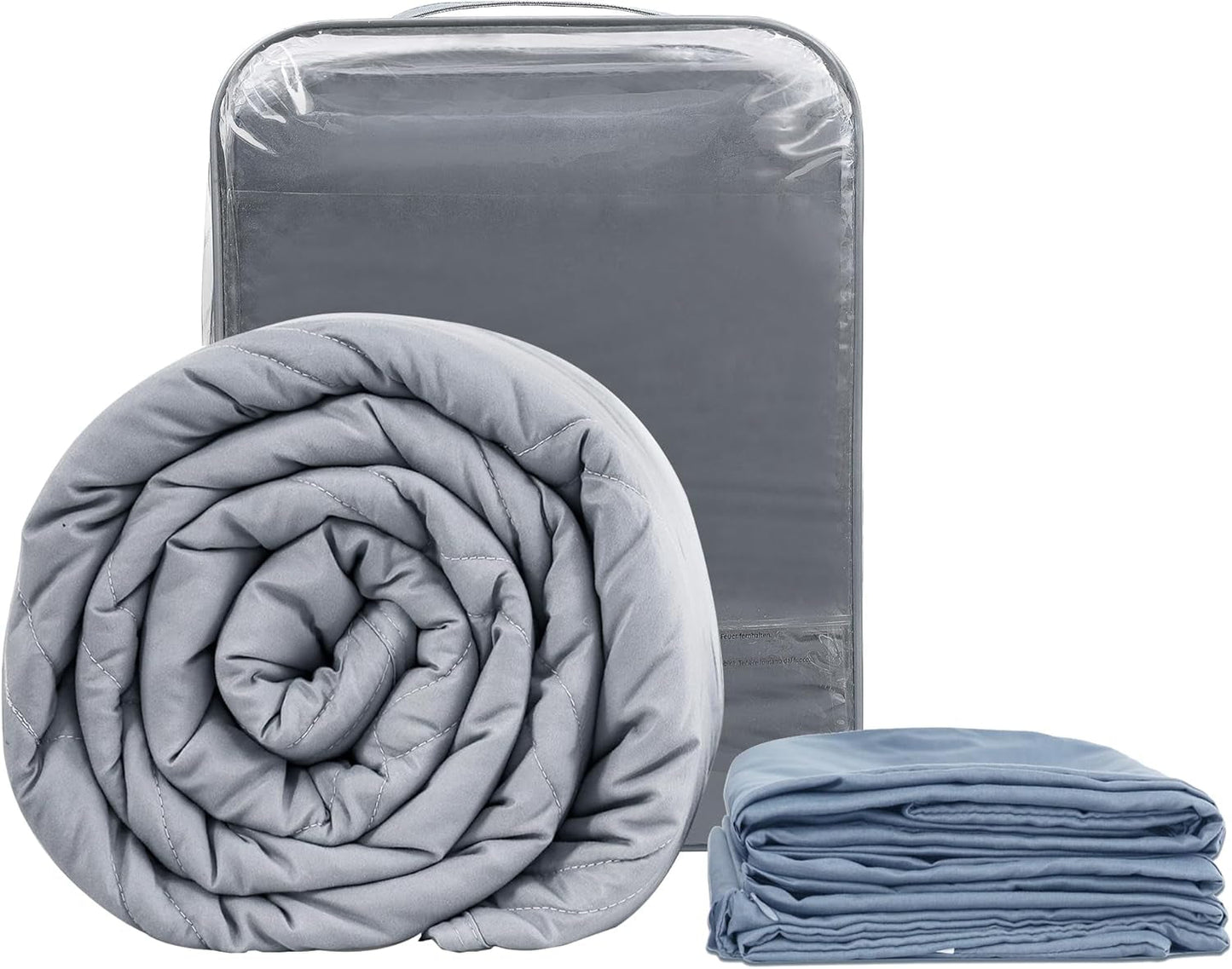 Winthome Coperta ponderata con copripiumino 150X205 cm 10,4 kg, Confortevole coperta ponderata, Coperta per terapia antistress, Coperta pesante per un sonno profondo e un migliore recupero, Coperta pesante per adulti (Grigio)Besuche den Winthome-Store Blu 140X205 cm-8,6 kg