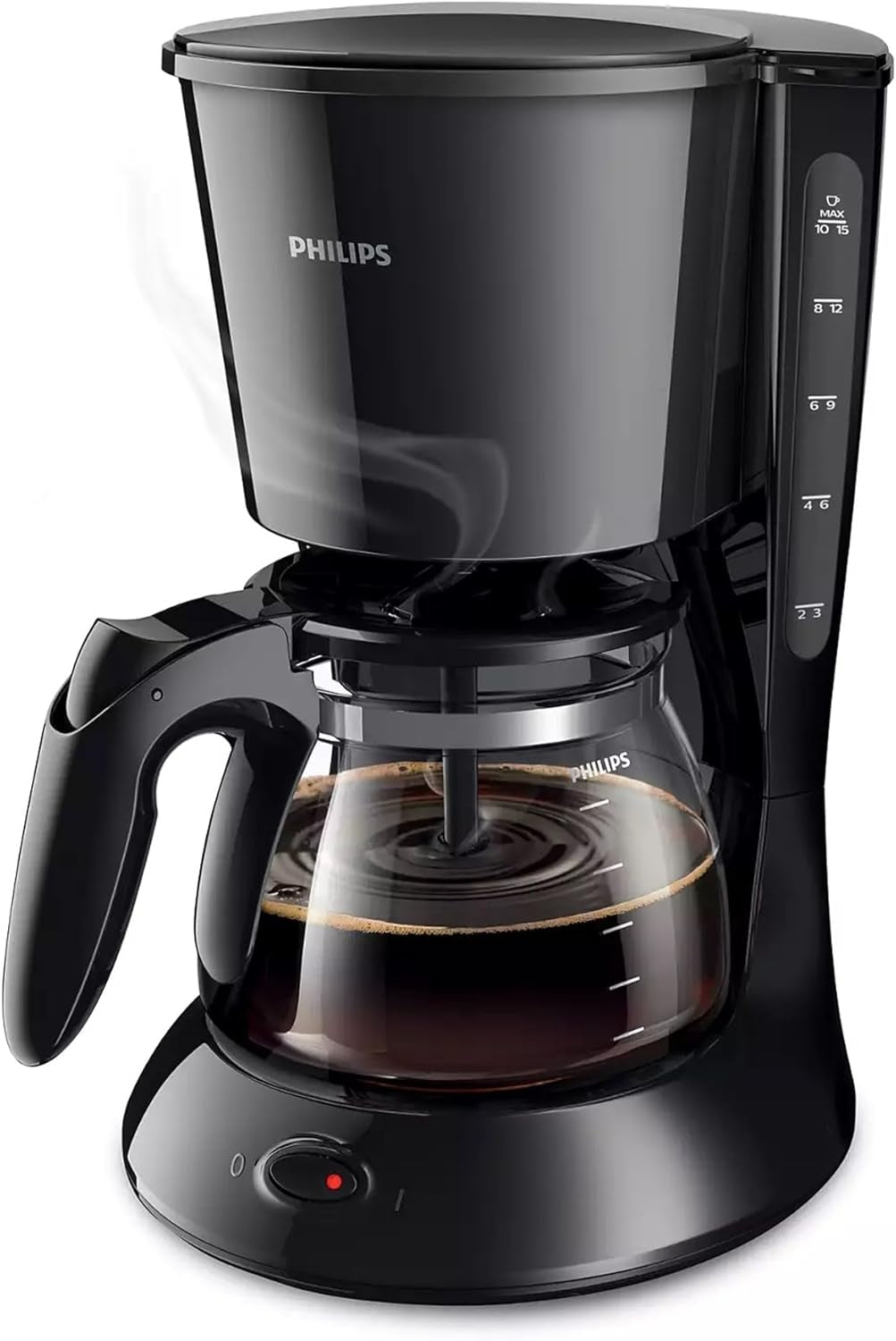 PHILIPS Café Gaia Macchina per caffè espresso con filtro - Caraffa termica in acciaio inossidabile, Sistema antigoccia, Aroma intenso, Spegnimento automatico, 1300 ml, Nero (HD7546/20)