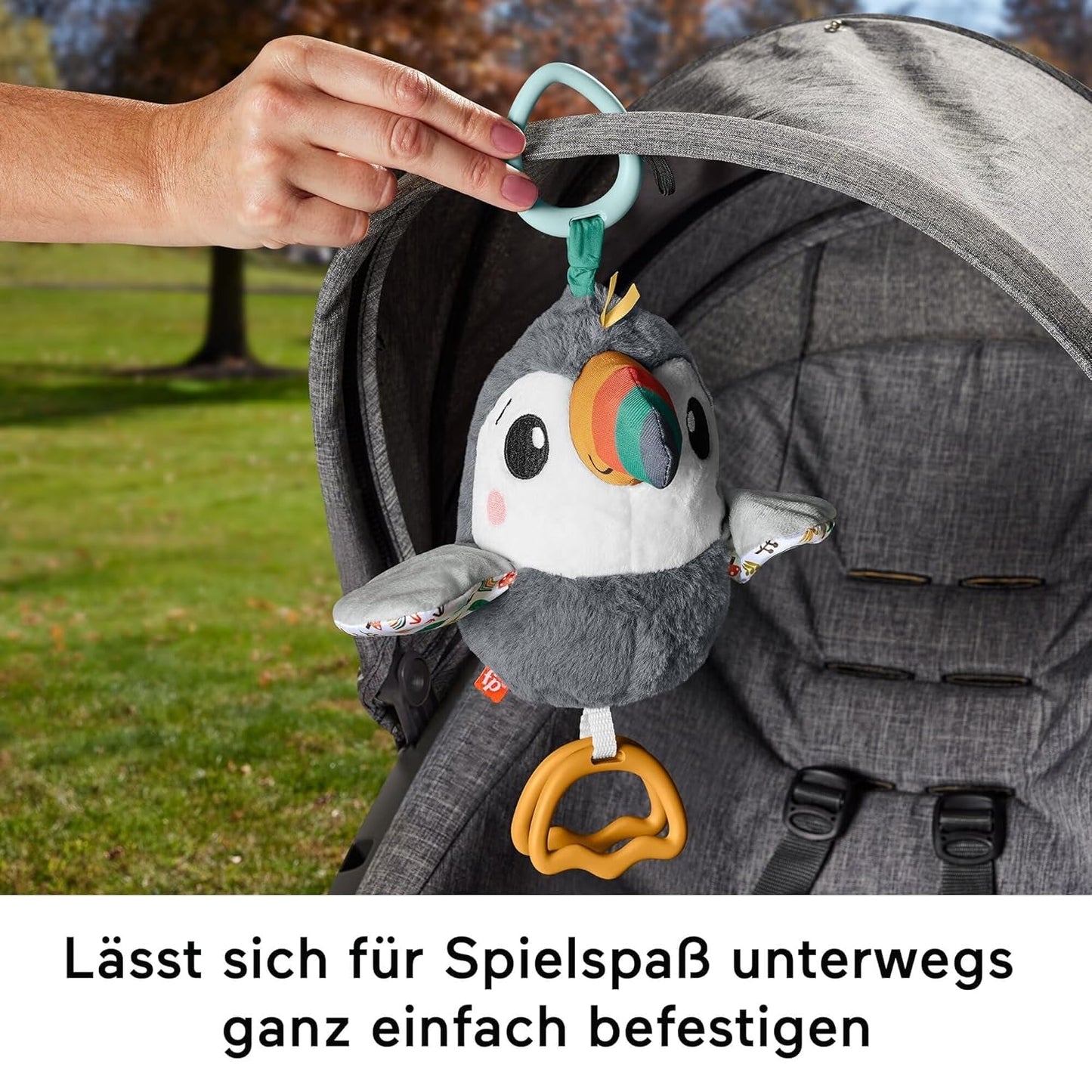 FISHER-PRICE Tucano Flap & Go - Peluche per passeggino che stimola le capacità motorie e sensoriali dei neonati dalla nascita HNX66 Baby Toys Naty Shop