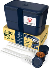 Portapranzo Umami per adulti, Bento Box impilabile a tenuta stagna con 4 posate e scomparti, Portapranzo per adulti, Contenitore per insalata da asporto, Portapranzo da picnic/ufficio, Grigio antracite, 1500 ml
