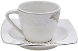 KARACA Set di tazze da caffè in porcellana Nazende - Tazze da caffè turche con piattini da 80 ml, Servizio da caffè moderno da 12 pezzi con 6 tazze da caffè e 6 piattini, Tazze da moka - Bianco