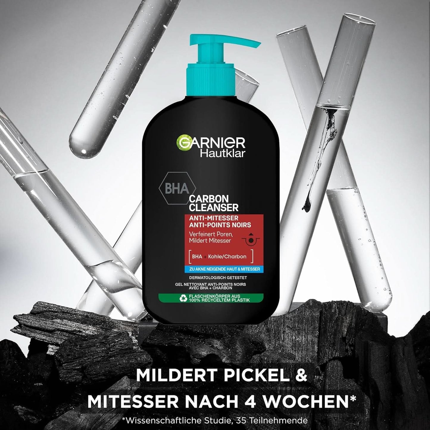 Garnier Charcoal Cleanser Gel detergente viso contro punti neri e brufoli 250ml Doccia e bagno Naty Shop
