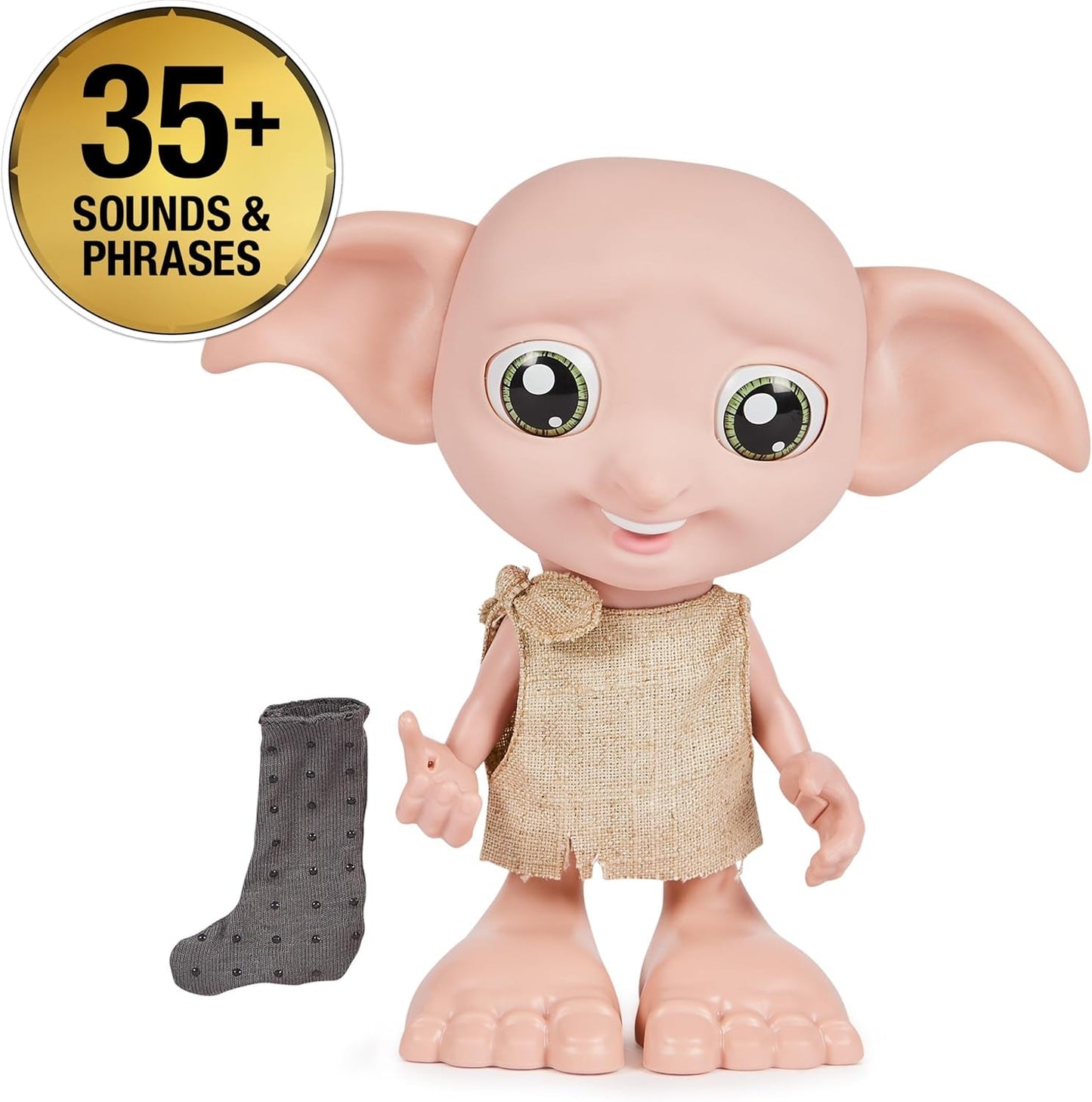 Spin Master 6067280 Wizarding World Harry Potter Magica bambola interattiva Dobby Elfo calzino, oltre 30 suoni e frasi, 21,6 cm, giocattolo per bambini, nero