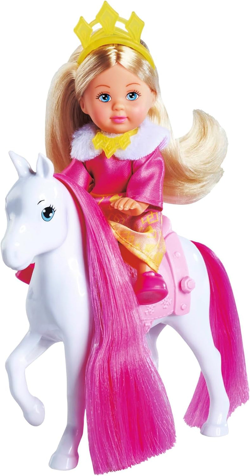 Simba Evi Love Princess Ride, bambola della principessa con slitta e cavallo invernale, accessori principessa, 12 cm, dai 3 anni in su