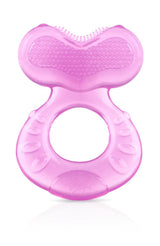 Nuby Teethe-eez Massaggiagengive in morbido silicone | Ausilio per la dentizione in silicone con superficie strutturata per massaggiare le gengive | Copertura igienica inclusa | Rosa | Da 3 mesi
