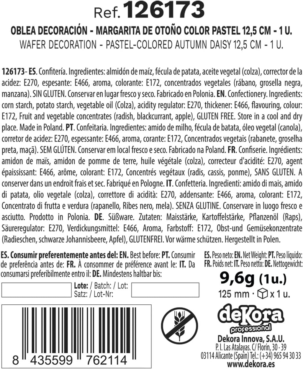 dekora - Fiore Gigante 12,5 cm - Dalia Autunnale - Senza Glutine, Senza Lattosio, Vegano - Decorazioni per Torte per Matrimoni, Compleanni e Dessert - Pasta di Zucchero Naty Shop Facile da Usare