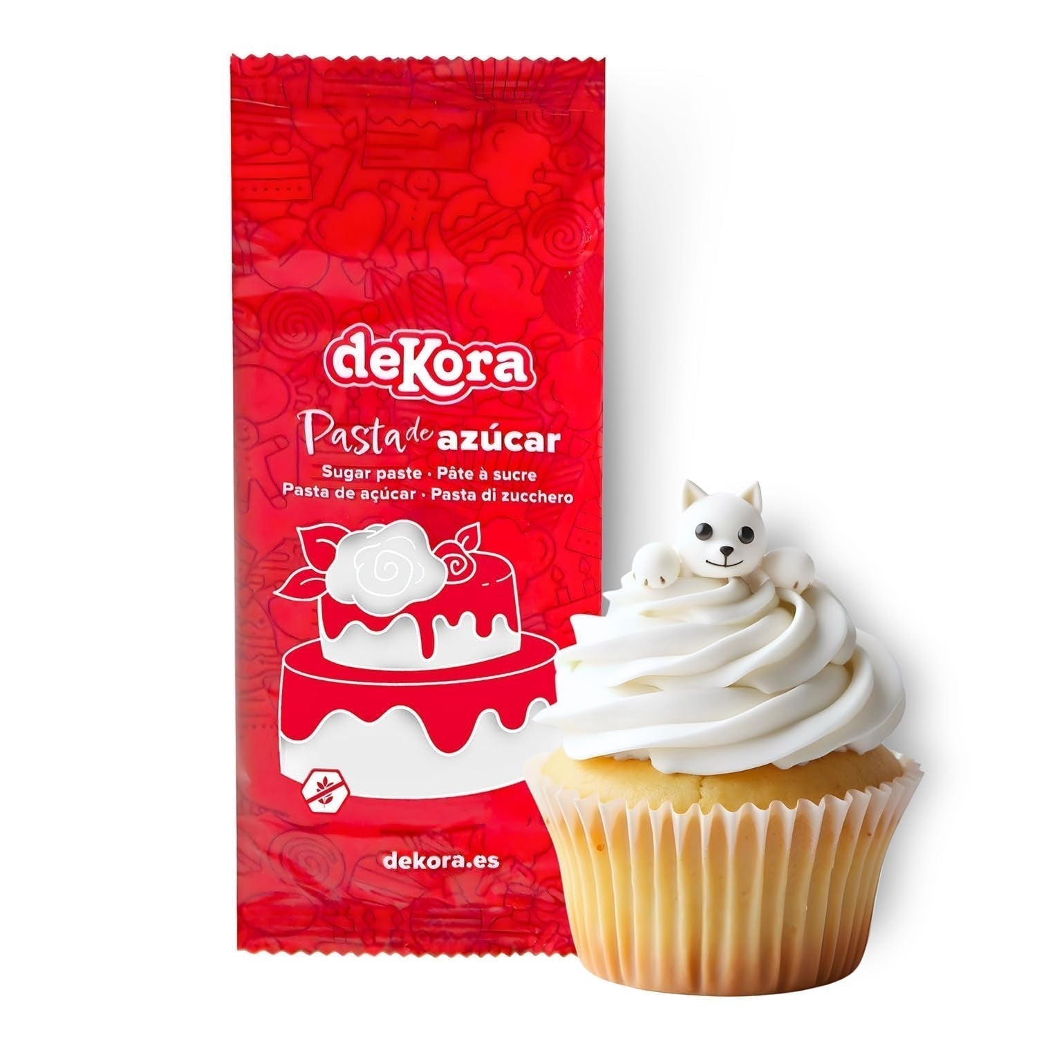 Dekora - Pasta di zucchero bianca fondente 150g - Perfetta per torte e decorazioni da forno - Senza glutine e lattosio - Gusto vaniglia - Morbida, flessibile e facile da modellare per decorazioni creative Naty Shop Pasta di zucchero bianca