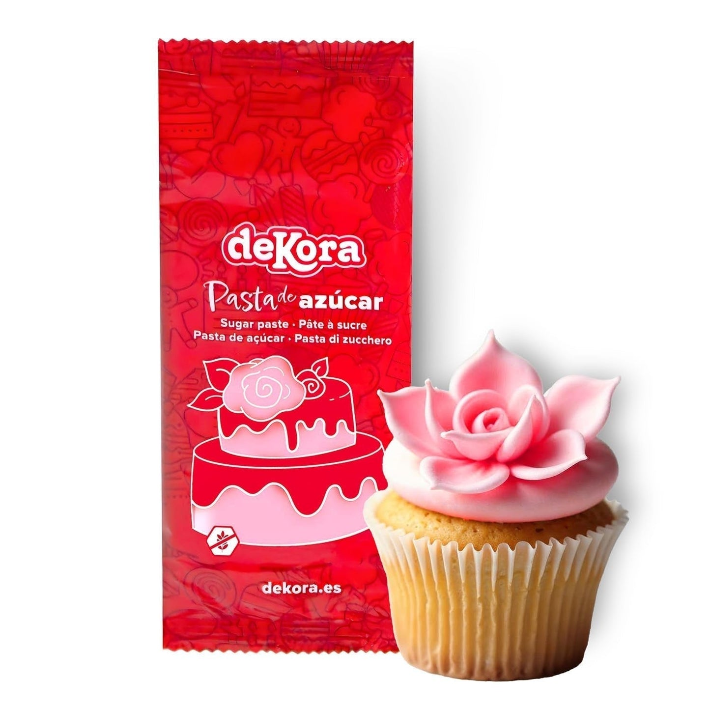 Dekora - Pasta di zucchero bianca fondente 150g - Perfetta per torte e decorazioni da forno - Senza glutine e lattosio - Gusto vaniglia - Morbida, flessibile e facile da modellare per decorazioni creative Naty Shop Pasta di zucchero rosa