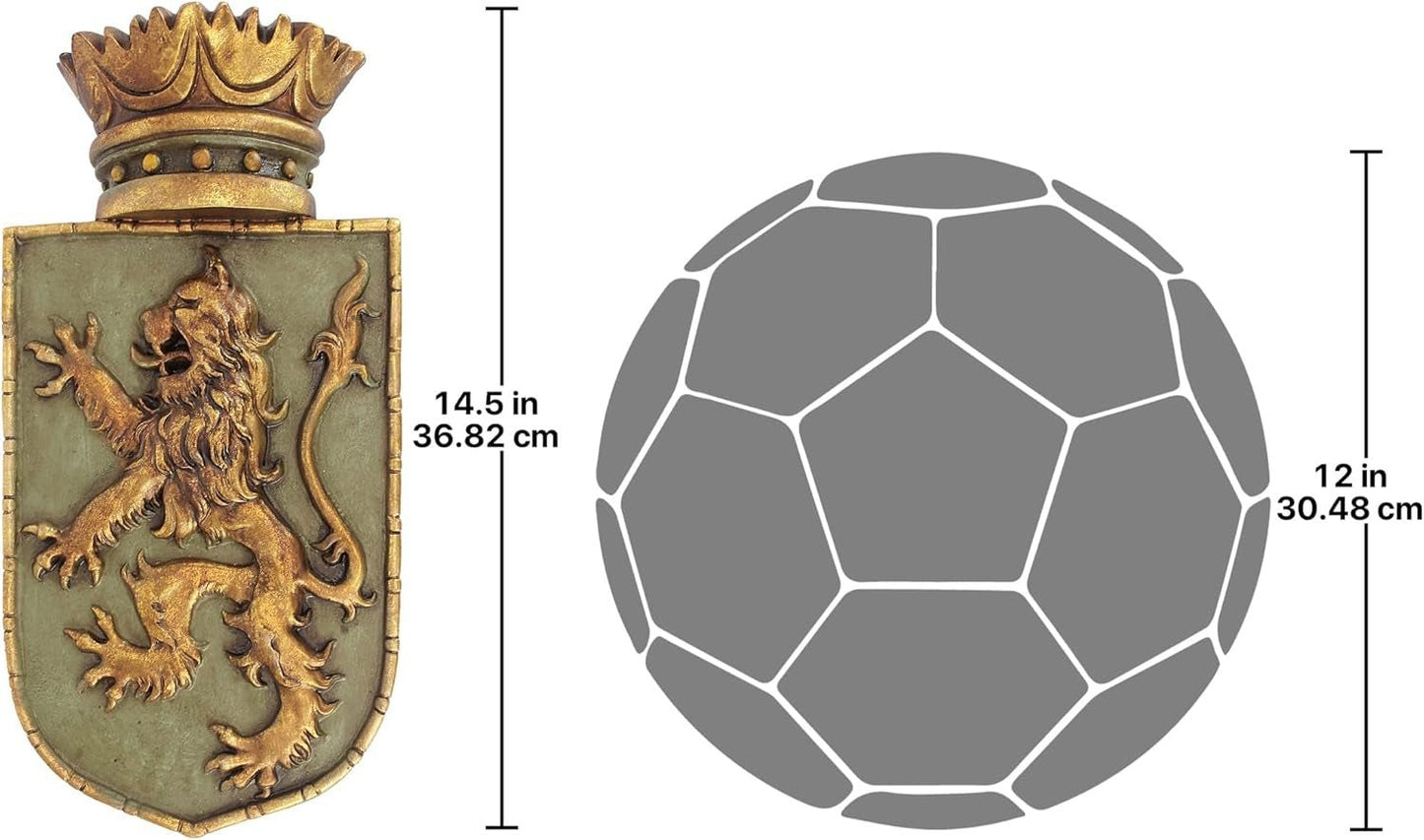 Design Toscano Scudo medievale Leone verticale, scultura da parete Statue e sculture Naty Shop