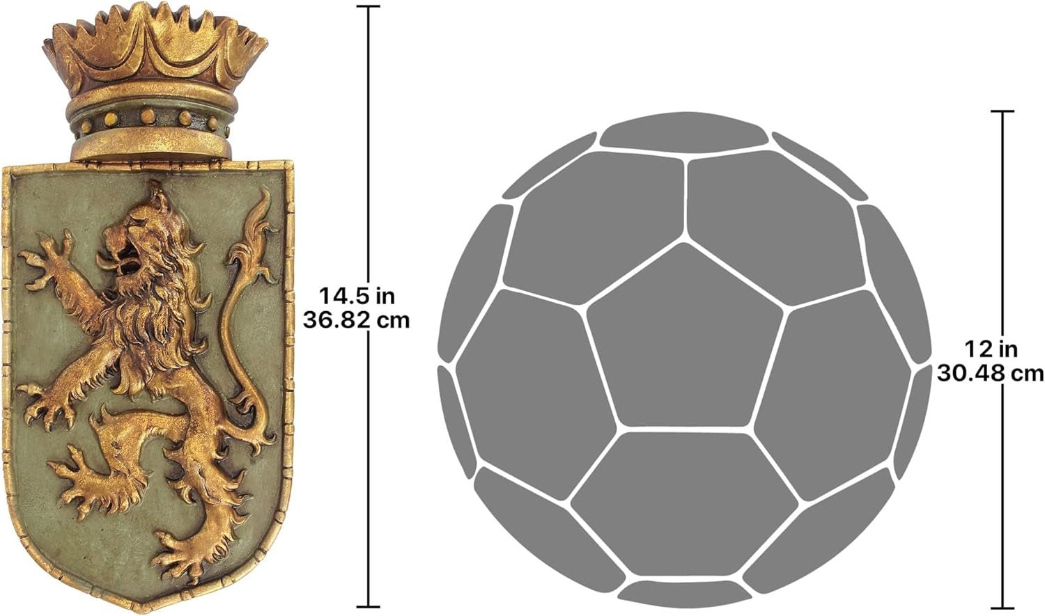 Design Toscano Scudo medievale Leone verticale, scultura da parete Statue e sculture Naty Shop