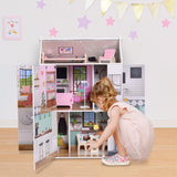Olivia's Little World Dreamland Casa delle bambole interattiva in legno a 3 livelli con 13 accessori per mobili per bambole Bianco TD-13632A