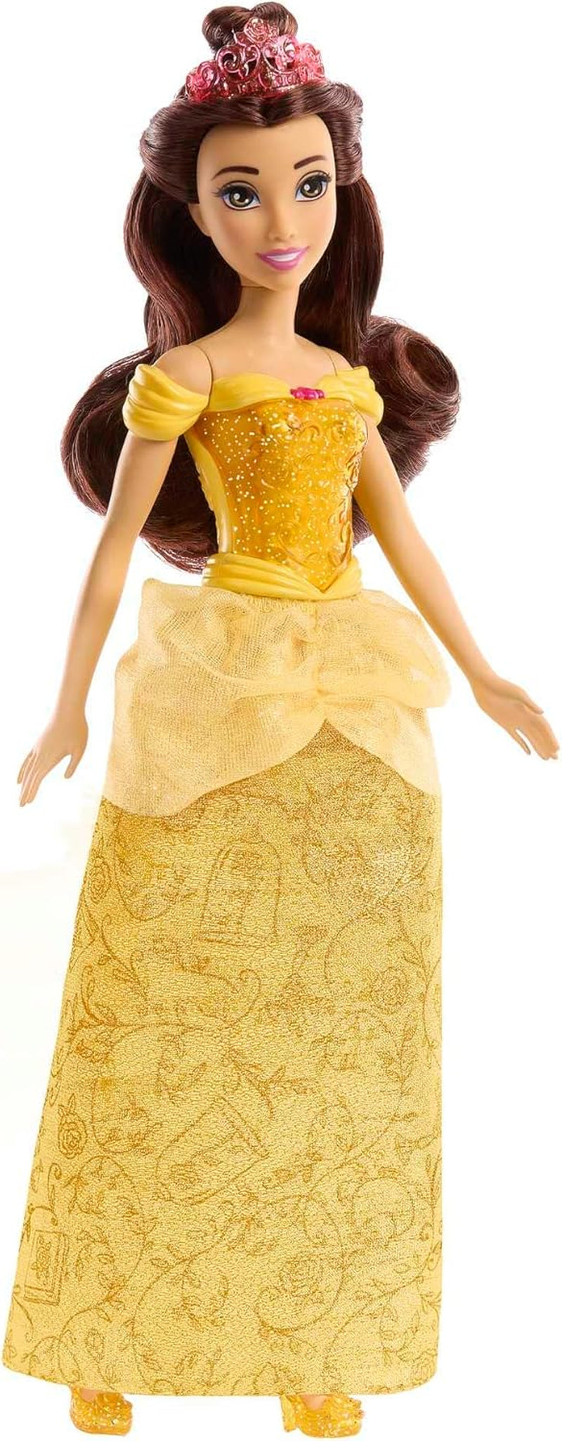 Mattel Disney Princess Giocattolo articolato Belle Fashion Doll con vestiti scintillanti e accessori Regalo ispirato al film Disney per bambini HLW11