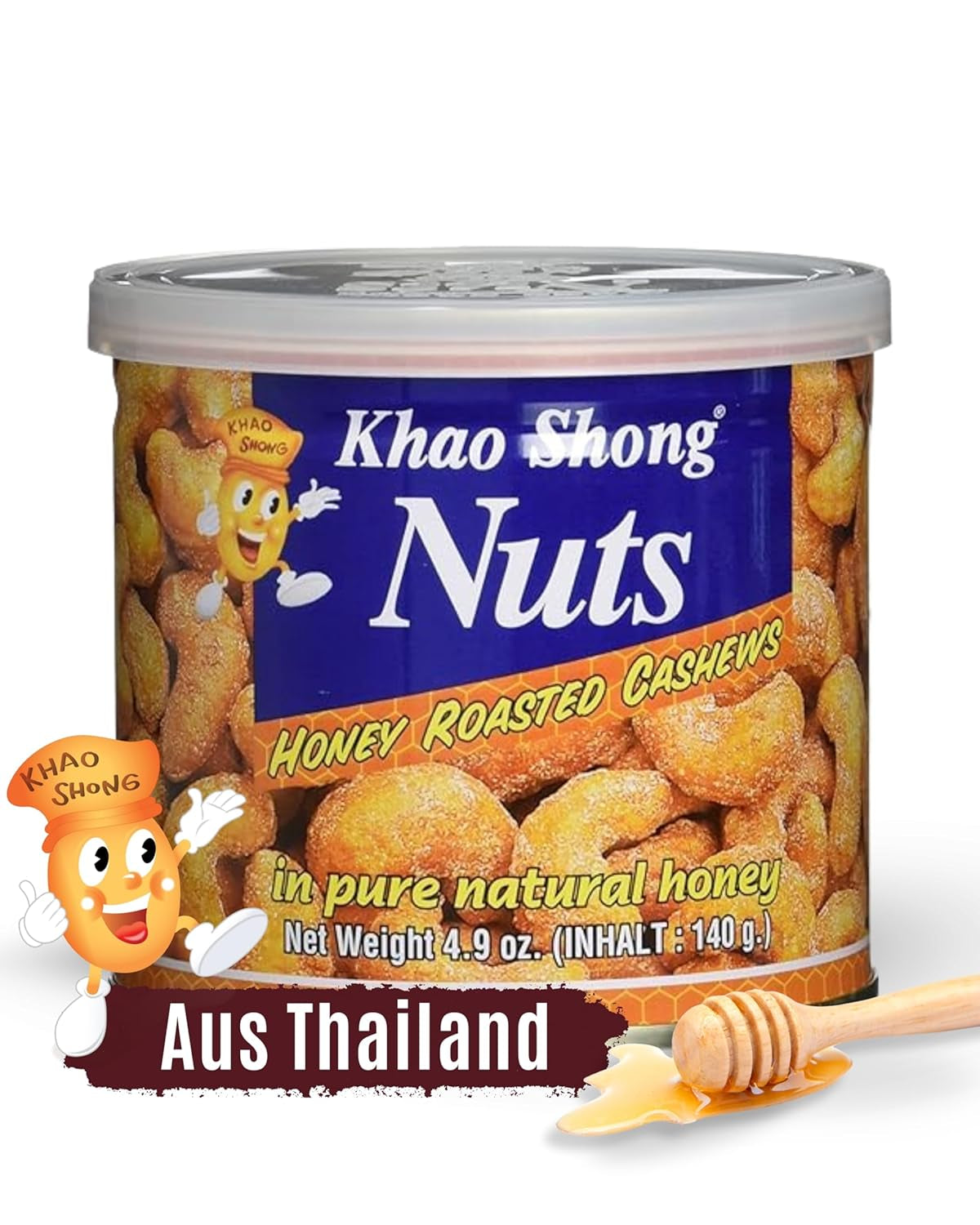 Piselli verdi fritti Khao Shong con wasabi, piselli croccanti in pastella piccante, un'alternativa a basso contenuto di grassi alla frutta secca, mediamente piccante, 1 lattina da 140 g | 140 g (1 confezione)