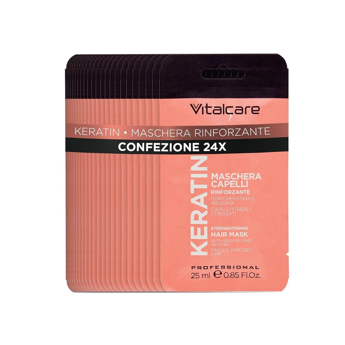 | Maschera per capelli rinforzante alla cheratina per capelli fragili e danneggiati con cheratina e arginina per capelli più forti e morbidi 4 x 500 ml Naty Shop Hair Mask 25 ml (confezione da 24) Maschera