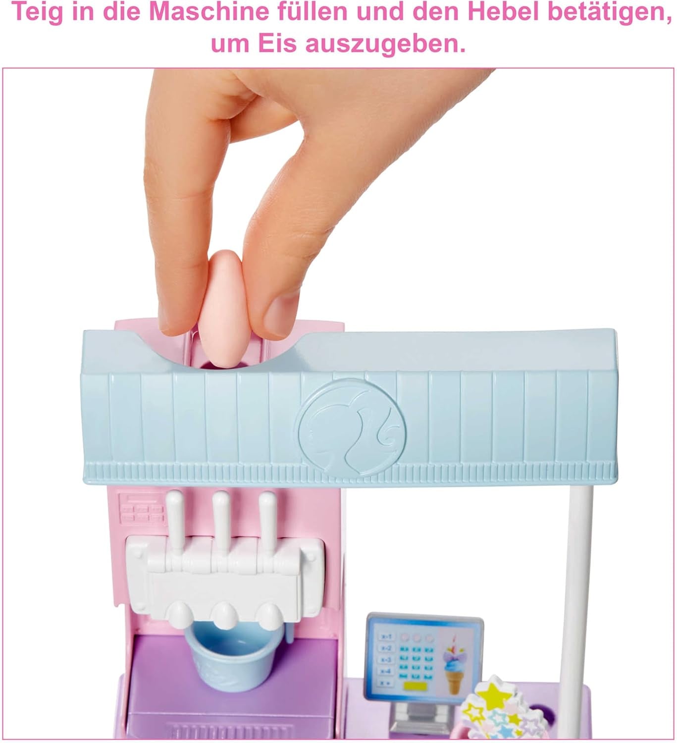 Serie Barbie You Can Be Anything, Gelateria, 1x bambola Barbie dai capelli biondi, macchina per il gelato, Barbie Play-Doh, accessori da forno, regalo per bambini, giocattolo per età 3+, HCN46