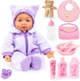 Bayer Design 94694AG 94694AA, Bambola funzionale, Piccolina Magic Eyes, bambola interattiva, muove la bocca, batte le palpebre e chiude gli occhi, parla, viola, 46 cm