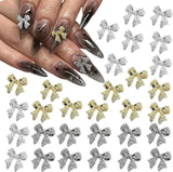 30 fiocchi per unghie in metallo, fiocchi color oro argento grigio, accessori per unghie, decorazioni per unghie per donne e ragazze, design per nail art