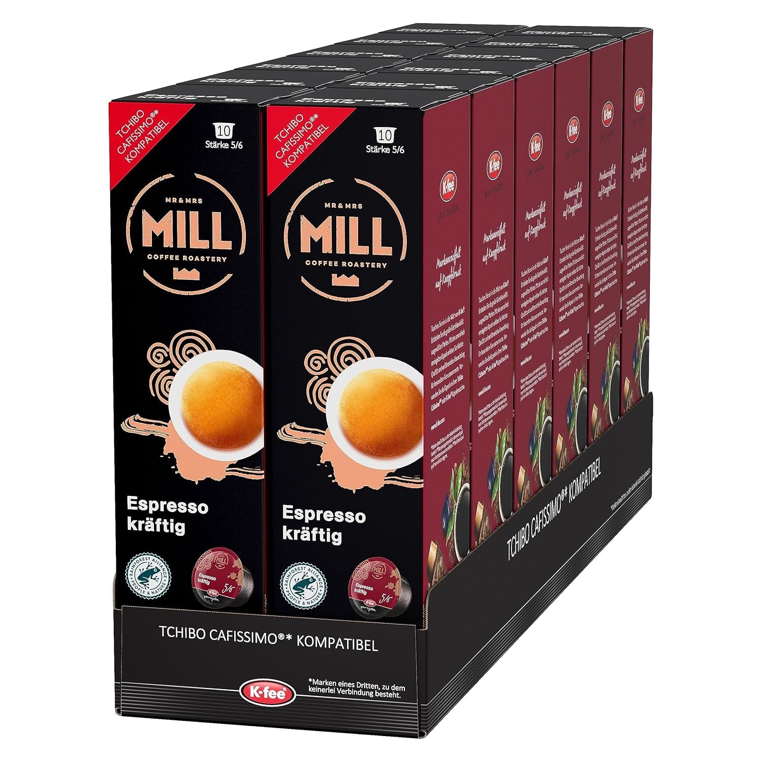 Mr & Mrs Mill Espresso strong, compatibile con K-fee & Tchibo Cafissimo*, Stärke 5/6, 120 capsule di caffè