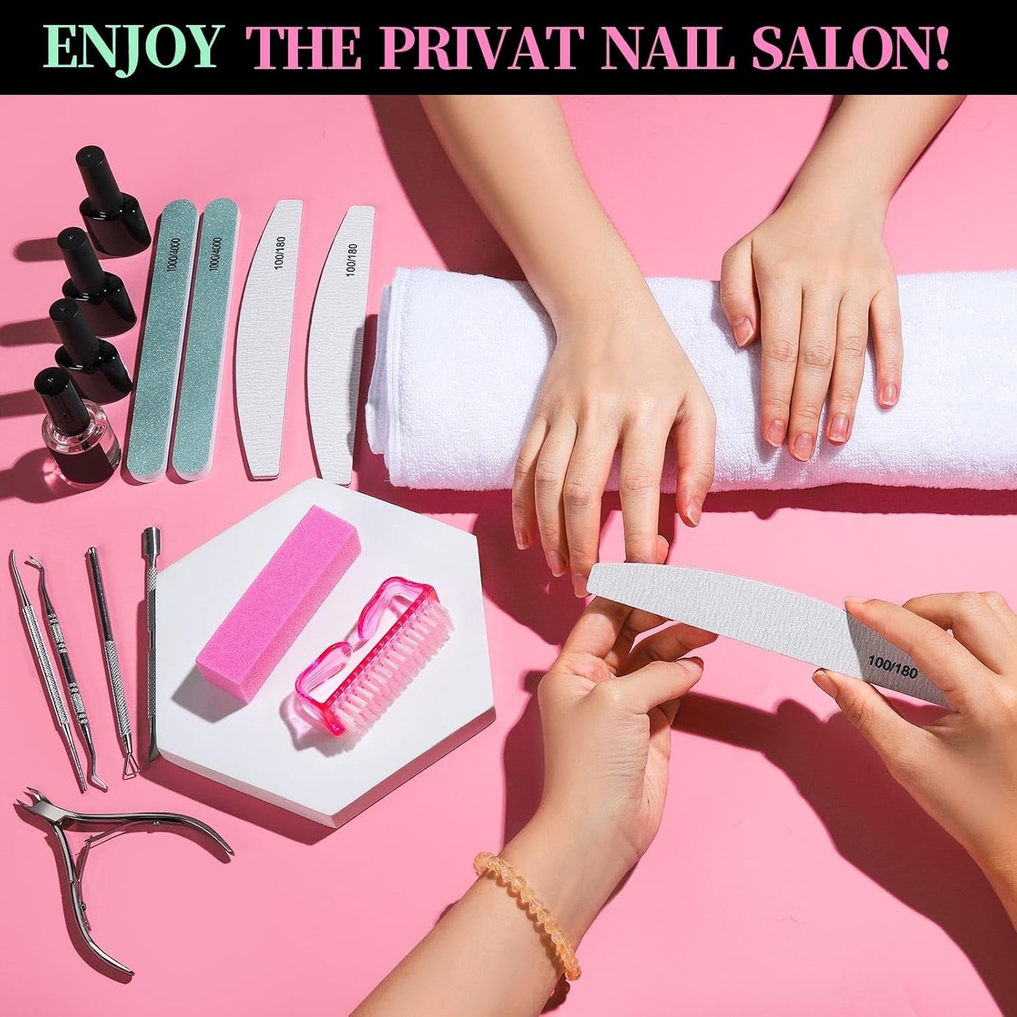 FANDAMEI Set manicure, Buffer Für Nägel, Nagelfeile 100/180, Nagelfeilen Für Gelnägel, Nagelhautschieber, Buffer Für Gelnägel, Feilen Für Gelnägel, Nagelzange, Nagelfeilen Set, Maniküre & Pedicure Set